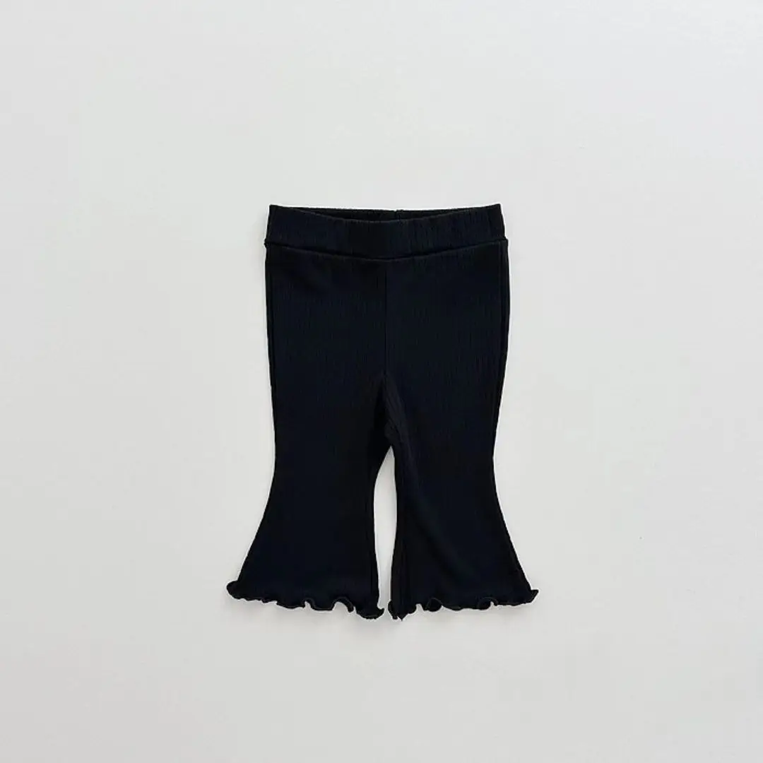 New Autumn Flare Pants for Boys and Girls Solid Elastic Pit Stripe Leggings Korean Ruffles Casual Pants