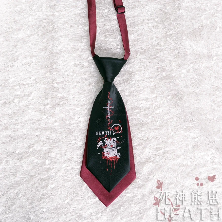 Anime Death หมีออกแบบ Tie คอคอสเพลย์ Prop JK DK ชุดเสื้อผ้าเสื้อผ้า Jacquard บทบาทเล่นแฟชั่นผู้ชายผู้หญิงอุปกรณ์เสริมของขวัญ