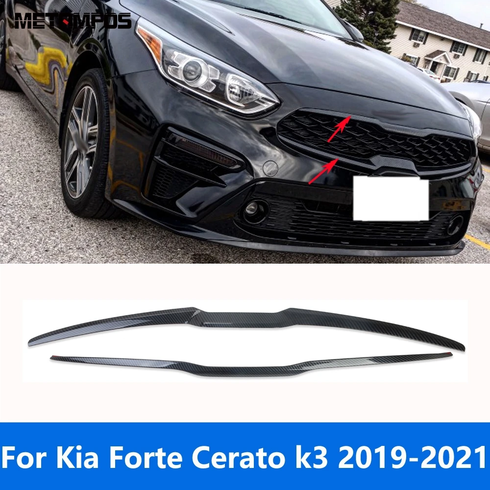 Car Accessories For Kia Forte Cerato k3 2019 2020 2021 Carbon Fiber Exterior Front Center Grille Racing Grill Cover Molding Trim