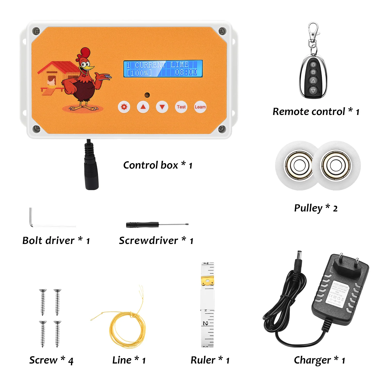 Imagem -06 - Porta Galinheiro Automático com Controle Remoto e Temporizador Kit Elétrico Tração 3kg Porta Coop Cor