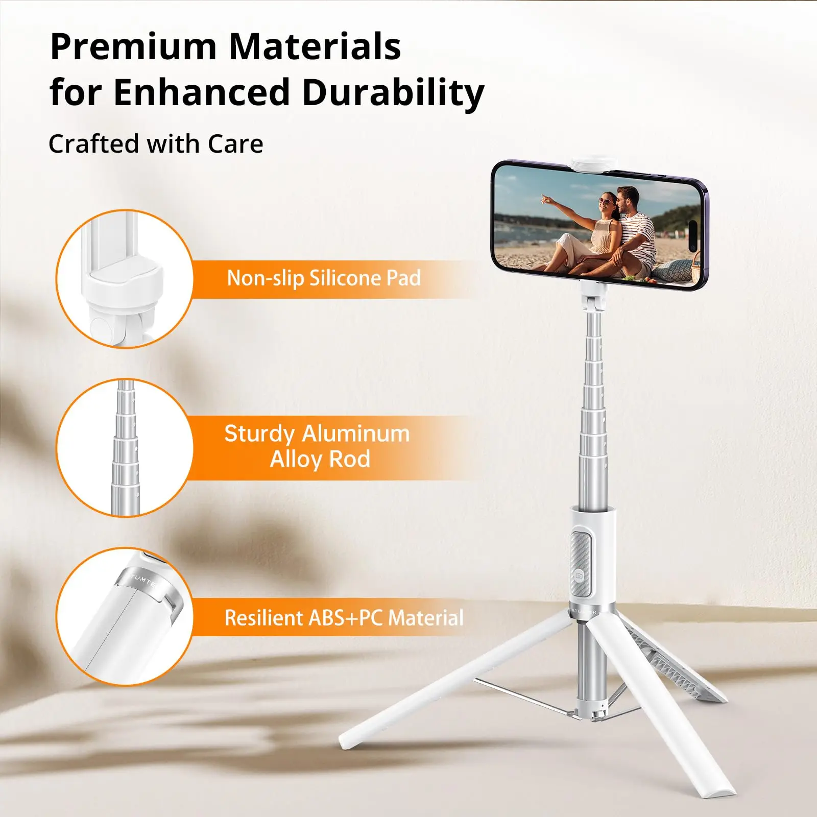 1.53m Selfie Stick Phone Selfie Stick Aluminum Selfie Stick Tripod with Bluetooth Remote for 4-7 Inch IPhone and Android