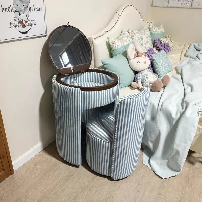 Striped dressing table Bedroom integrated makeup table can store makeup table