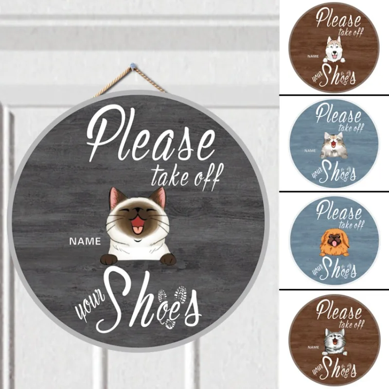 

Circular Wooden Dog House Doorplate Sign Hanging Personalized Wood Festival Decoration Plate for Pet Home Gift