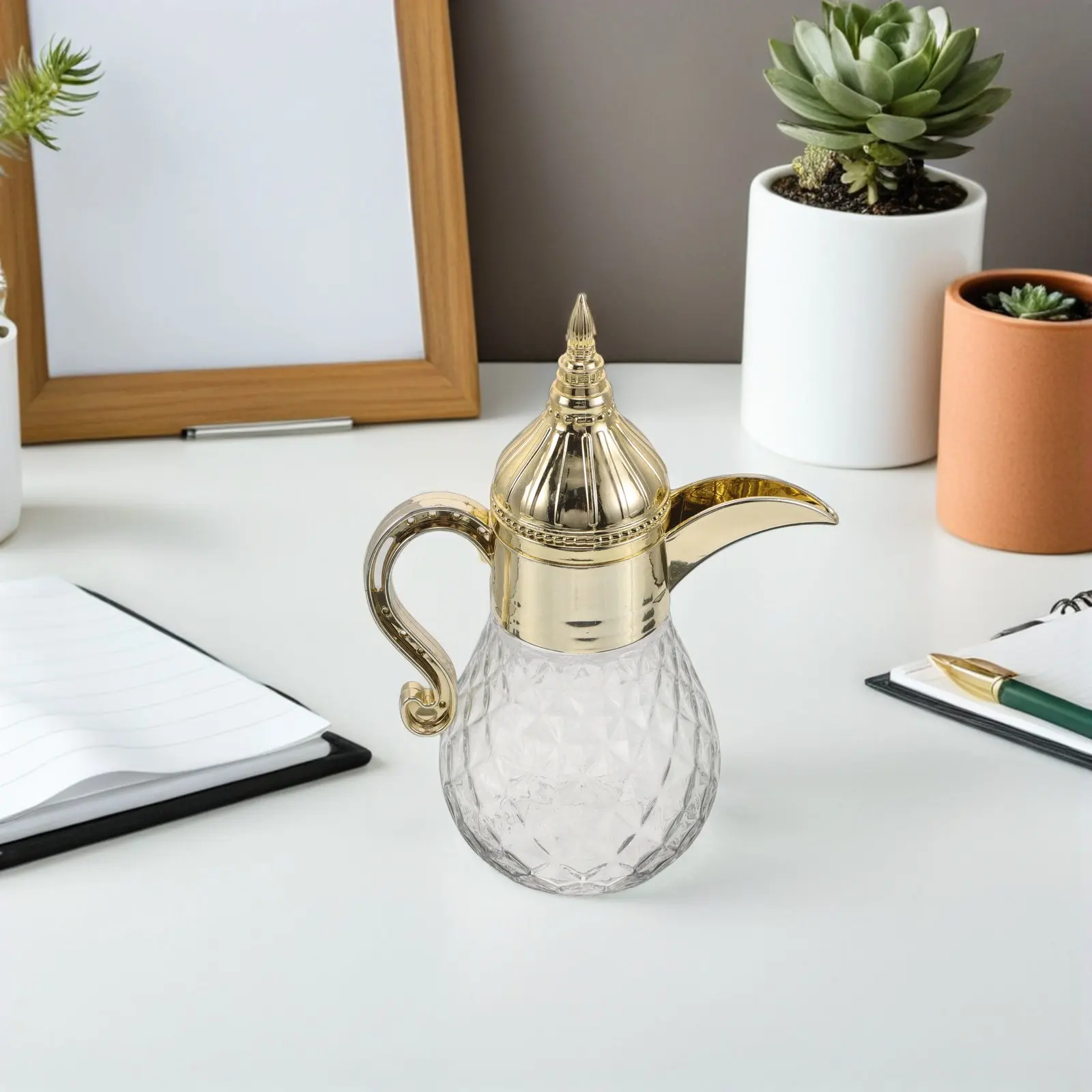 Large Capacity Arabic Glass Water Pitcher Retro Design Refrigerator Cold Water Kettle Multipurpose Tea Jug Kitchen Drink Carafe