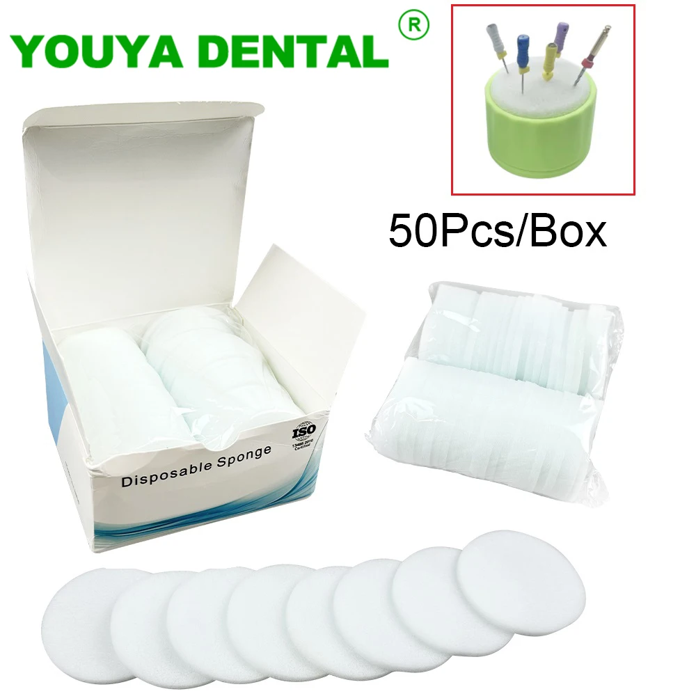 

50pcs/box Dental Clean Sponge Pad Disposable Endo Files Cleaning Foam Stand Replacement Foam Teeth Whitening Dentist Materials
