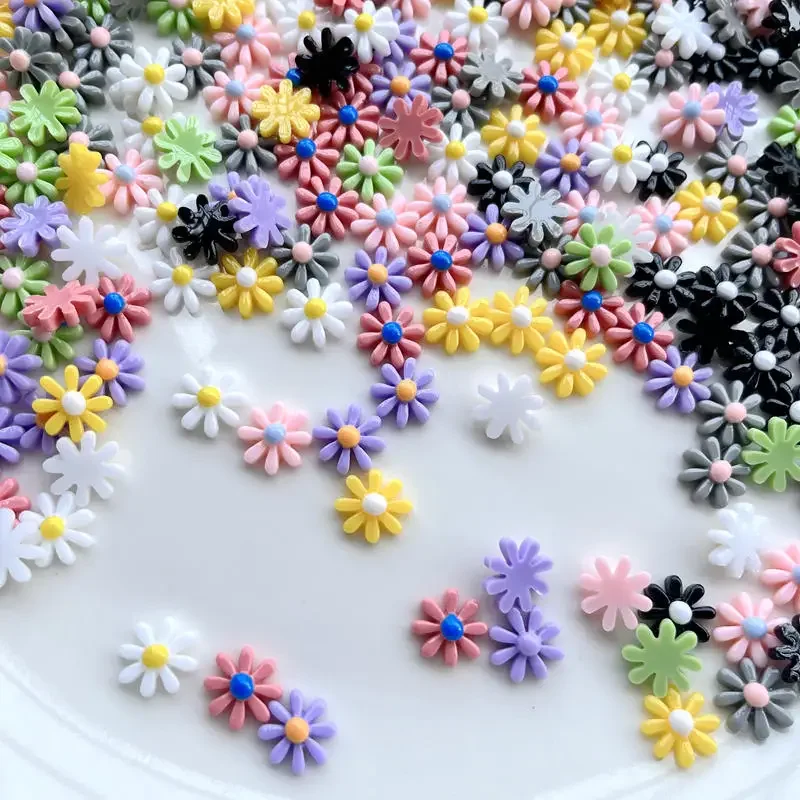 50 pieces 12mm Kawaii lovely mixed color flower flat back resin kaboken scrapbook DIY jewelry craft decorative accessories