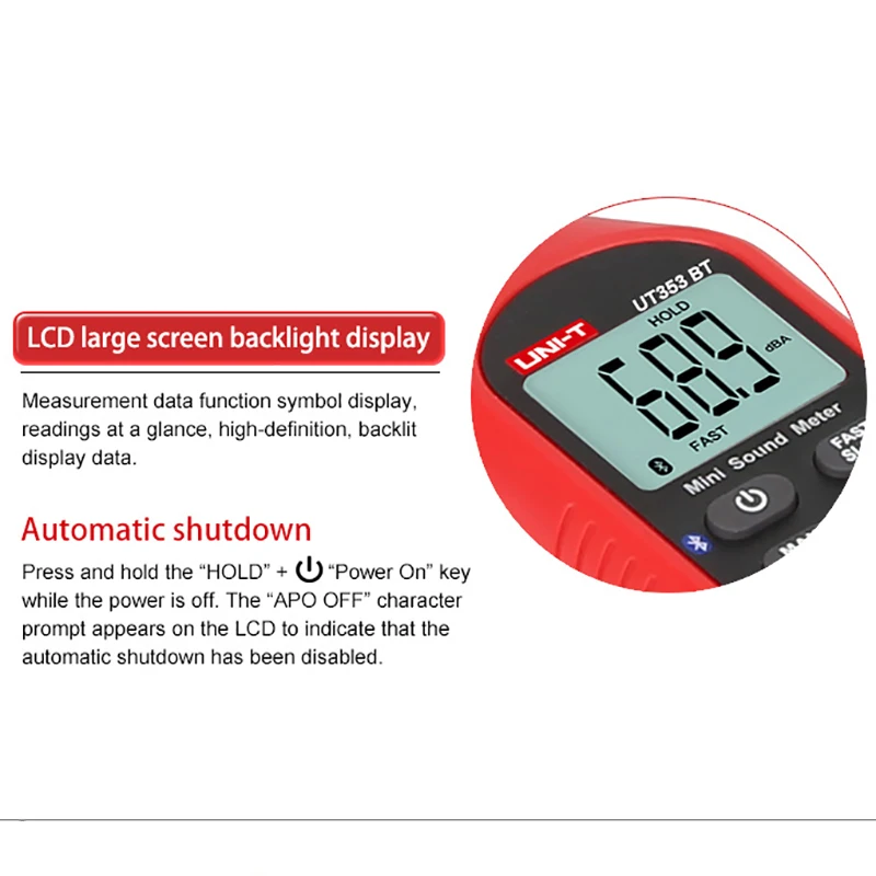 UNI-T 디지털 사운드 레벨 측정기 소음 측정기 30-130db 데시벨 모니터링 사운드 레벨 미터