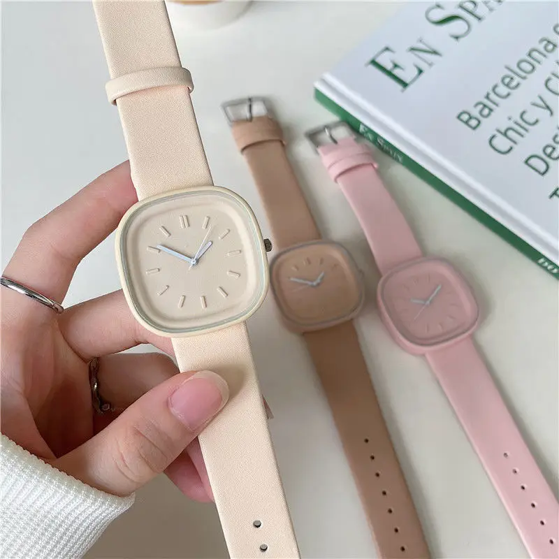 UTHAI H109 New Watch Macaron Candy Watch Women\'s High Beauty Quartz Watches Student Milk Tea Creative Fashion Art Watch Clock