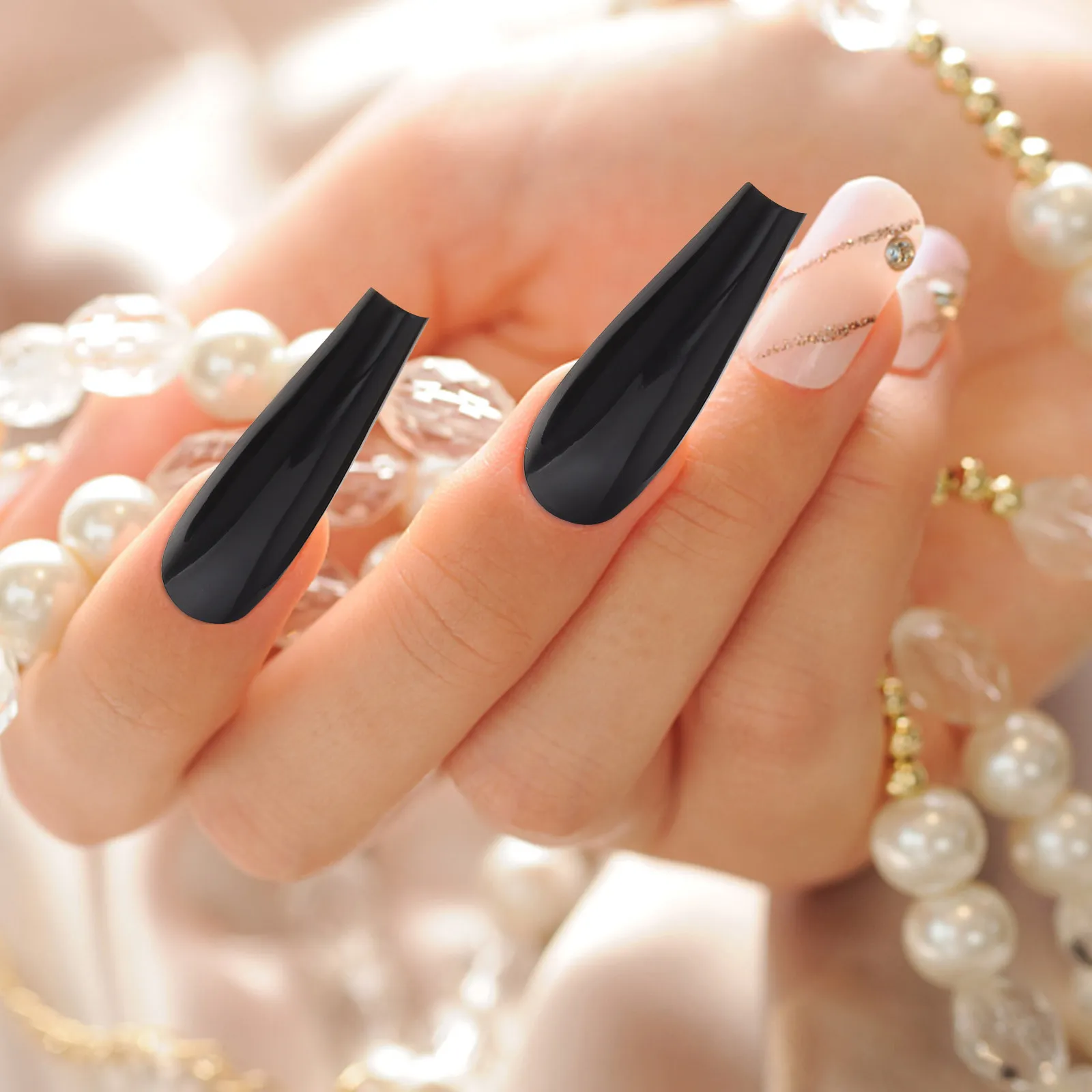 

1 Box Solid Color Nail Tips Long False Nails Full Cover Fake Nails DIY Salon Wedding Prom Manicure Art Accessories