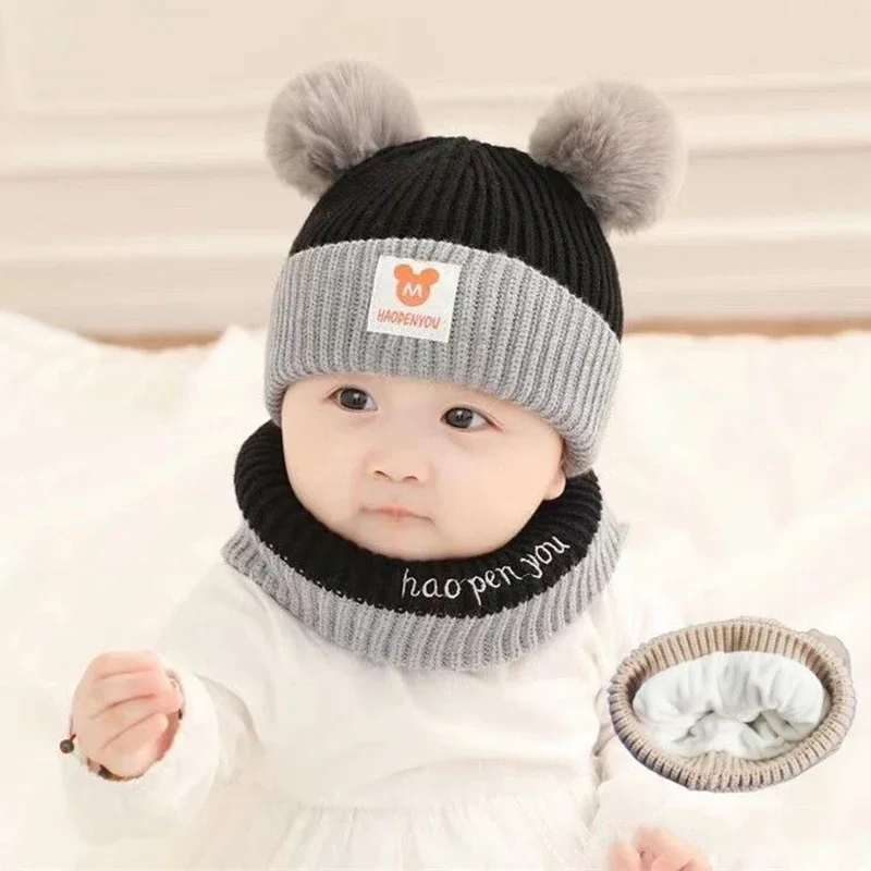 Winter Children Warm Baby Knitted Hats With Pom Pom Kids Knit Beanie Hats Solid Color Children\'S Hat For Boys Girls Accessories