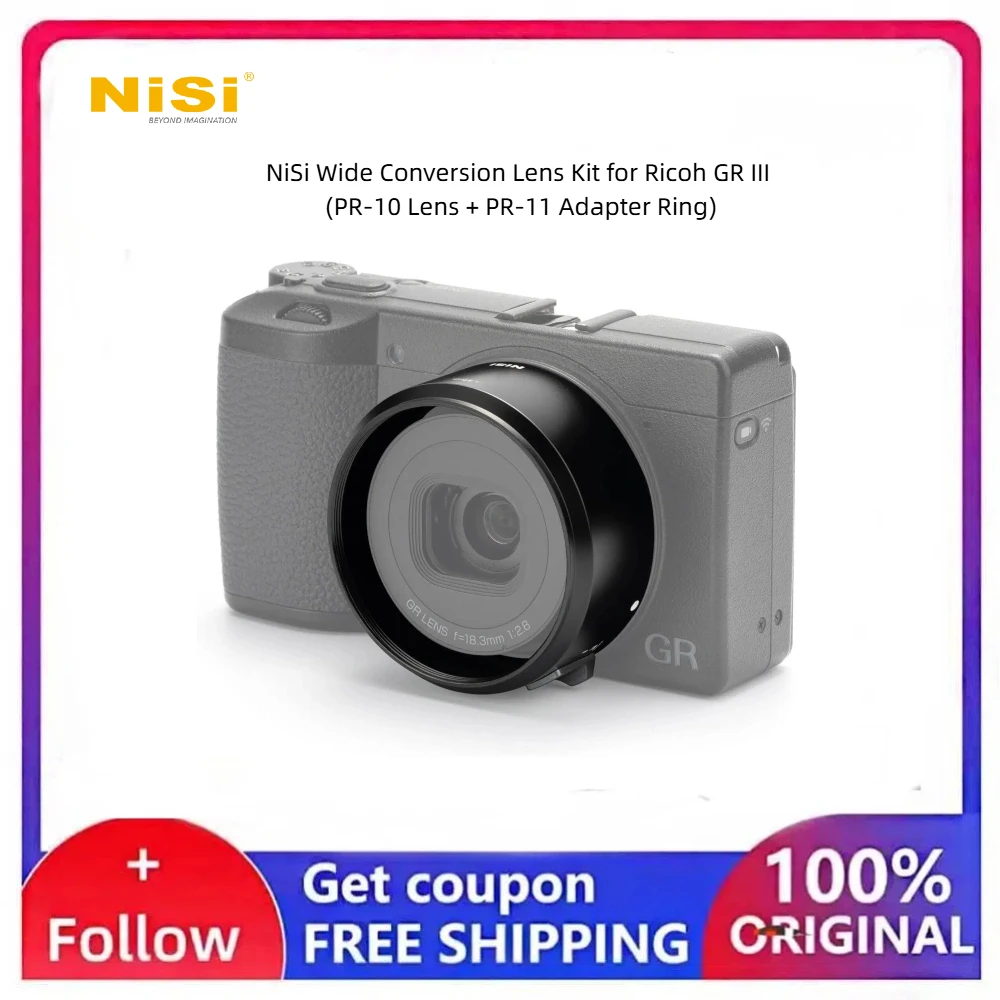 NiSi Wide Conversion Lens Kit PR-10 PR-11 For Ricoh GR III 0.78x Wide Angle 21mm Equivalent 49mm Thread Multi Coated Aluminum