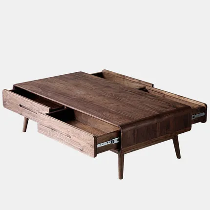 Coffee Table Solid Wood Retro Light Luxury for Living Room for Small Apartment Large Storage, Living Room Center Table