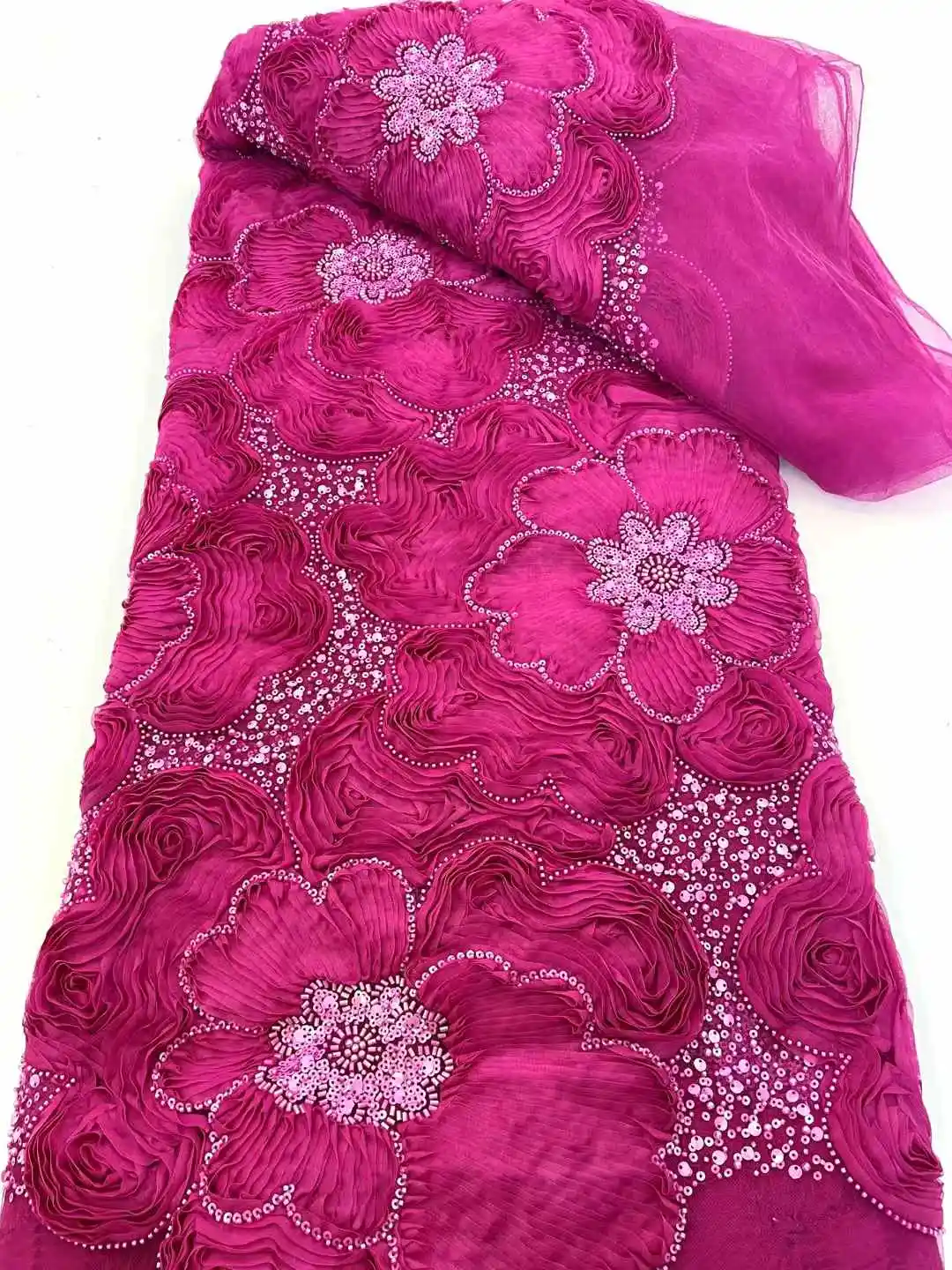 2025 ใหม่แอฟริกันภาษาฝรั่งเศสคําไนจีเรีย High End ลูกไม้ผ้าลูกปัดตาข่ายสําหรับเย็บปักถักร้อยงานแต่งงานเจ้าสาวเย็บชุด