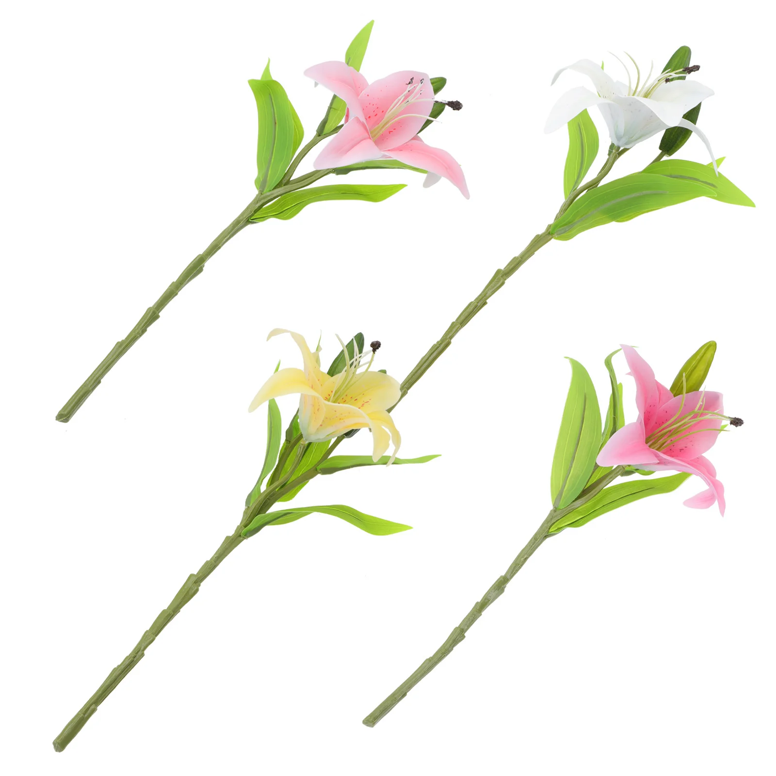 

4pcs Artificial Lily Decor Realistic Simulation Flower For Easter Party, Home Decor, Wedding, Diy Craft, Living Room, Office,