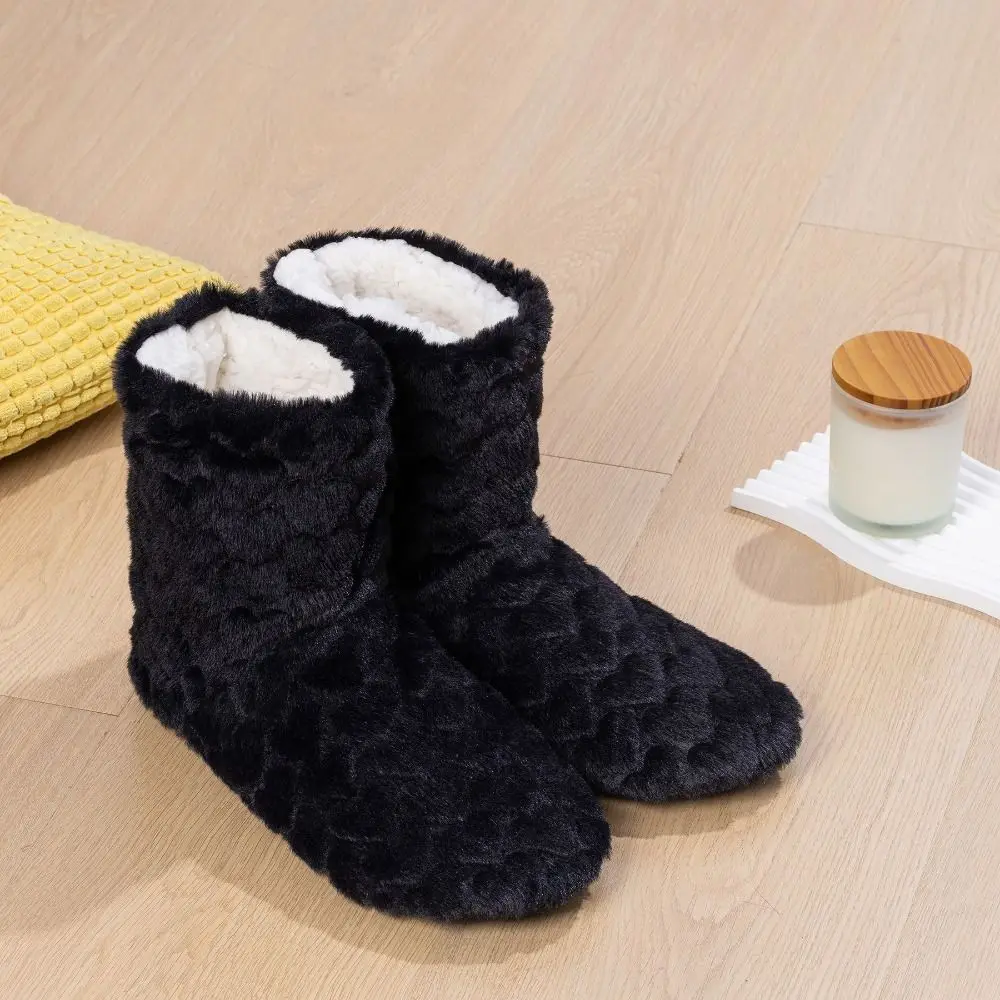 

Пушистые тапочки с милым сердечком, женские плюшевые противоскользящие флисовые носки-тапочки, мягкая подошва, теплая домашняя обувь для мужчин и женщин