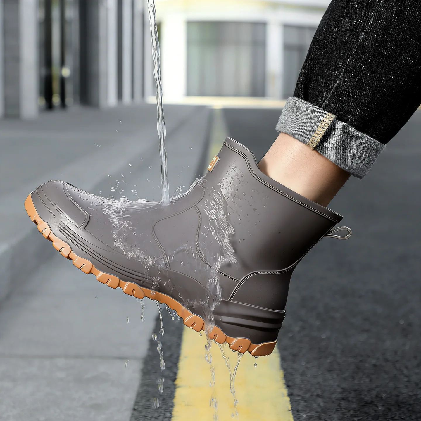 New Non-Slip, Waterproof Short Rain Boots—Thick-Soled Outdoor Fishing Rain Boots for Men