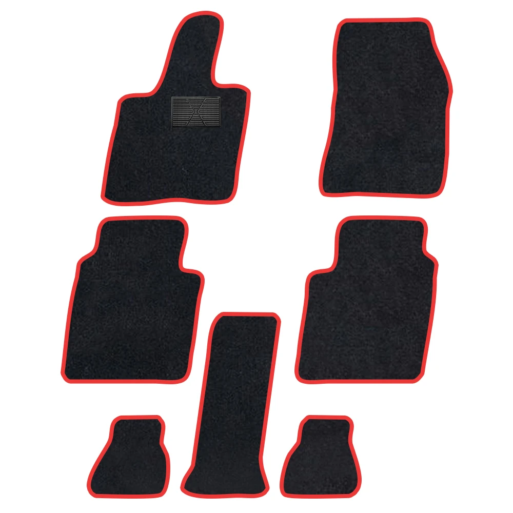Auto-Fußmatte für Audi A6 2012–2018, C7 4G, Polyester-Wildleder, rutschfest, schwarze Rückseite, rote Bindung, Zierkante