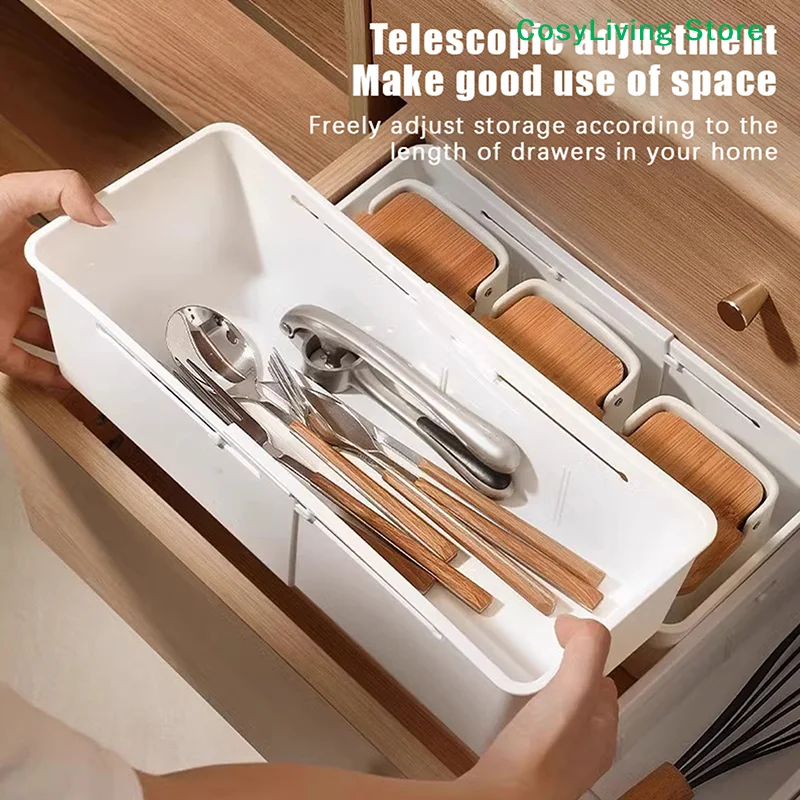 [CL]1PC Pull-out Storage Box Home Drawer Telescopic Organizing Box Bedroom Study Cosmetics Plastic Partition Telescopic Box[CL]