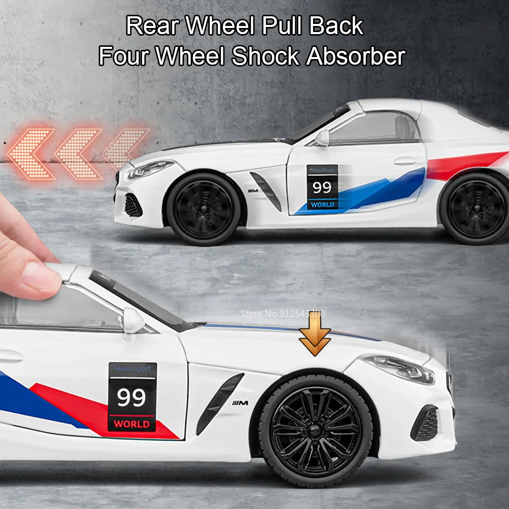 1:22 Z4 i8 Roadster modèle jouet voiture roue direction musique lumière retirer Absorption des chocs voitures de sport modèles passe-temps ornements