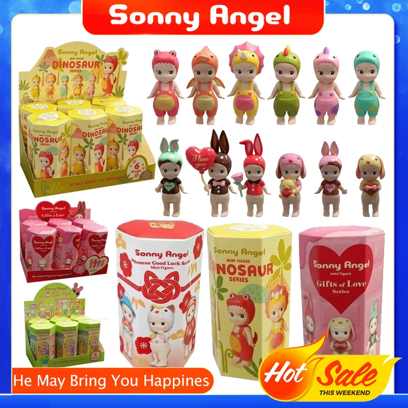 Figuras Anime Ornamentos Bonecas para Crianças, Sonny Angel Blind Box, Presentes de Aniversário, 20 ° Aniversário, Hippers Olhando para trás, Fãs, 12pcs