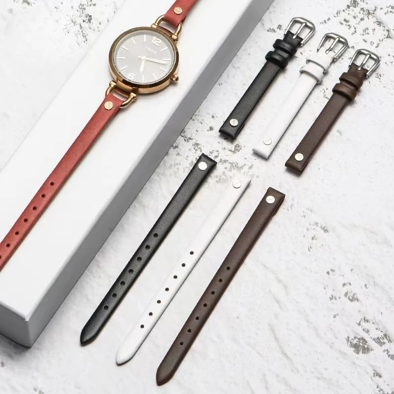 

Для кожаных часов Fossil с Fossil ES4119 ES4000 Водонепроницаемый и устойчивый к поту Ультратонкий U-образный браслет из телячьей кожи 8 мм