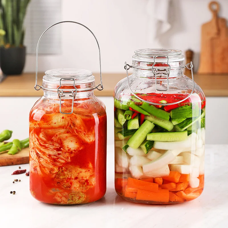 

Chinese style creative pickle jar glass sealed jar Sichuan pickle pepper hot cabbage pickle jar household kitchen storage jar