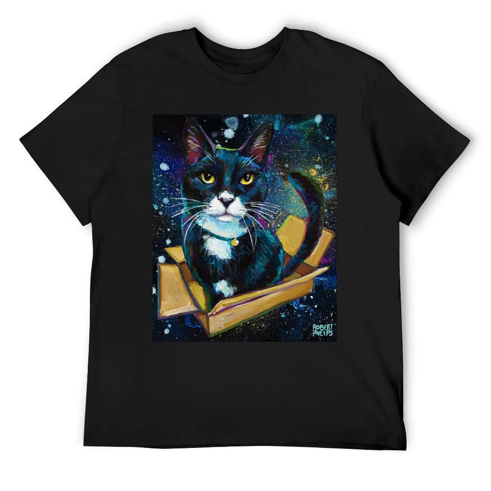 

Tuxedo Cat in Space by Robert Phelps T-Shirt shirts graphic tees sublime graphic tee shirt summer clothes mens t shirts pack