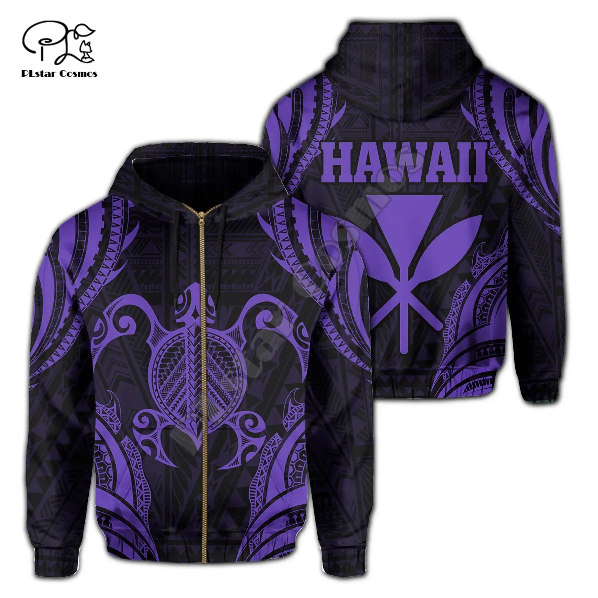 Sea Turtle Hibiscus Hawaii Polynesian Kanaka Retro Vintage Tattoo Tracksuit 3DPrint Streetwear Casual Harajuku Jacket Hoodies X8