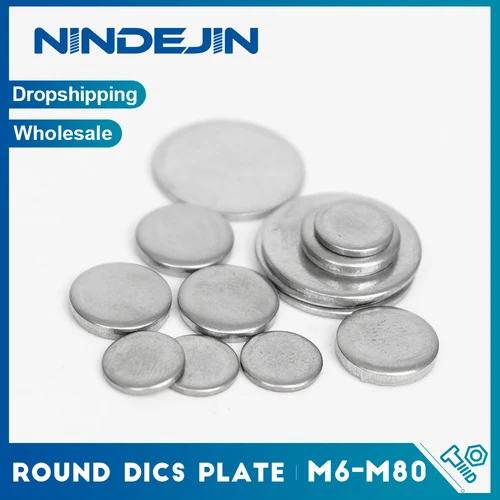 Imagen 1 del producto NINDEJIN 1-20 piezas disco redondo plano sólido 304 acero inoxidable 6-65mm placa de Metal hoja Circular almohadilla plana arandela sin agujero