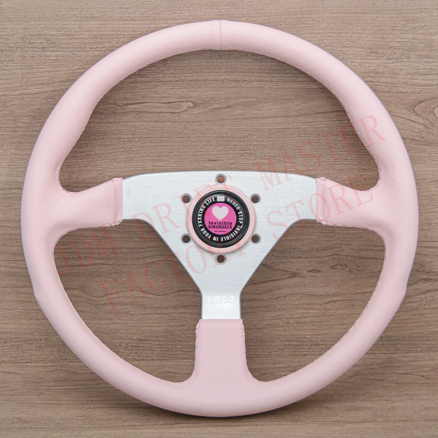 14inch Drift Racing Flat Pink Suede Steering Wheel Montecarlo Sim Racing Sport Steering Wheel for Universal Accessories