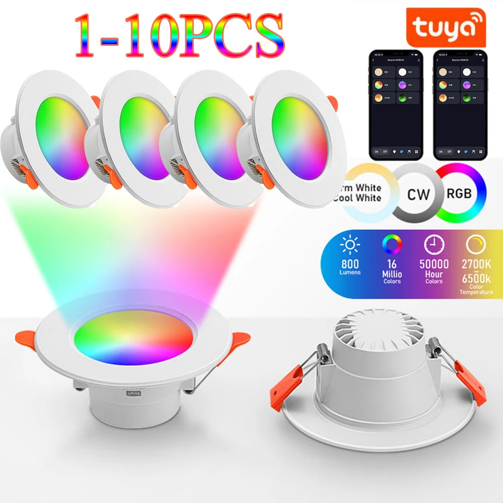 LED النازل 110/220 فولت عكس الضوء بقعة ضوء راحة ضوء مستدير 10 واط RGB + CW + WW تغيير دافئ الذكية مصباح ل أليكسا جوجل المنزل