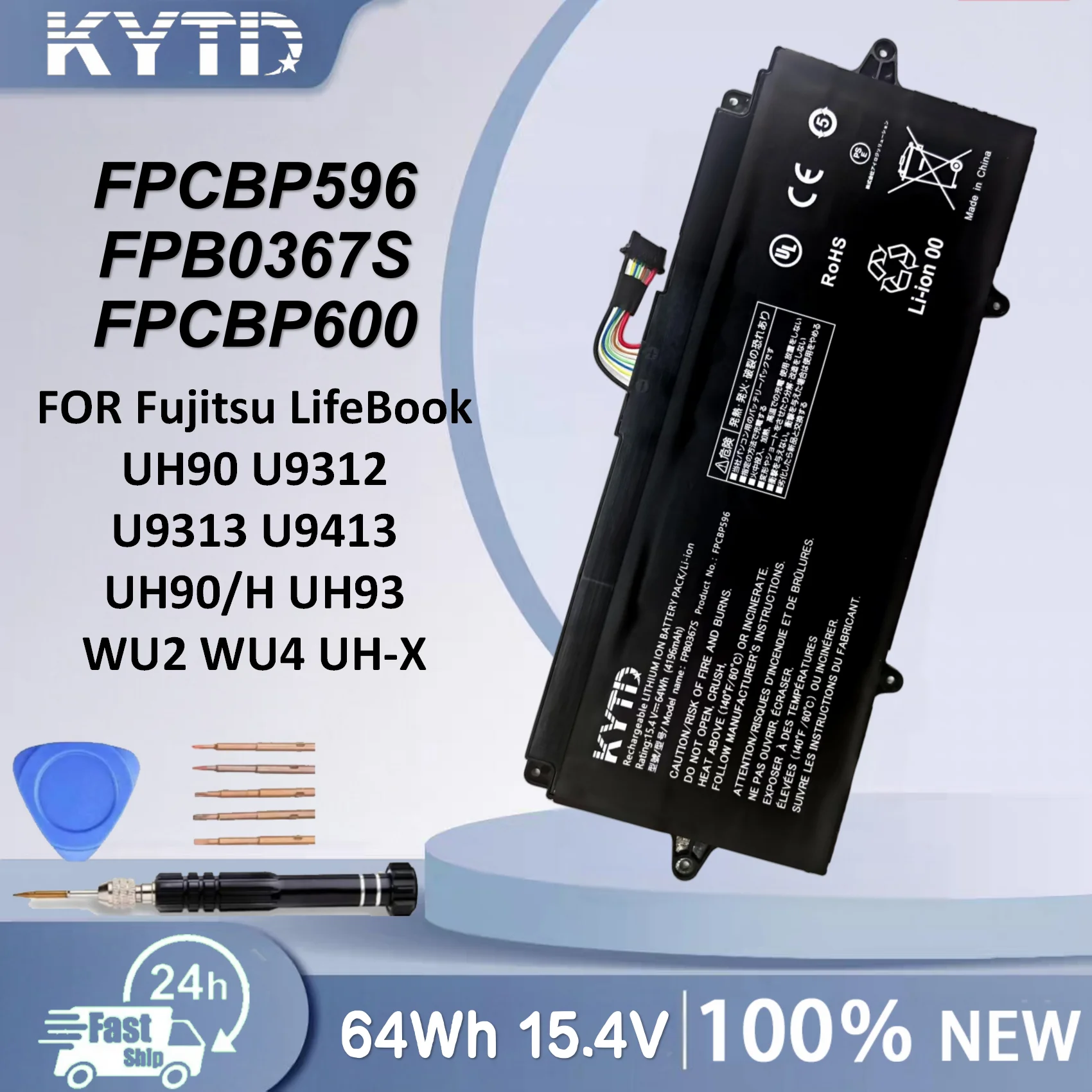 

KYTD Laptop Battery For Fujitsu LifeBook UH90 U9312 U9313 U9413 UH90/H UH93 WU2 Series FPCBP596 FPB0367S FPCBP600 15.4V 4196mAh
