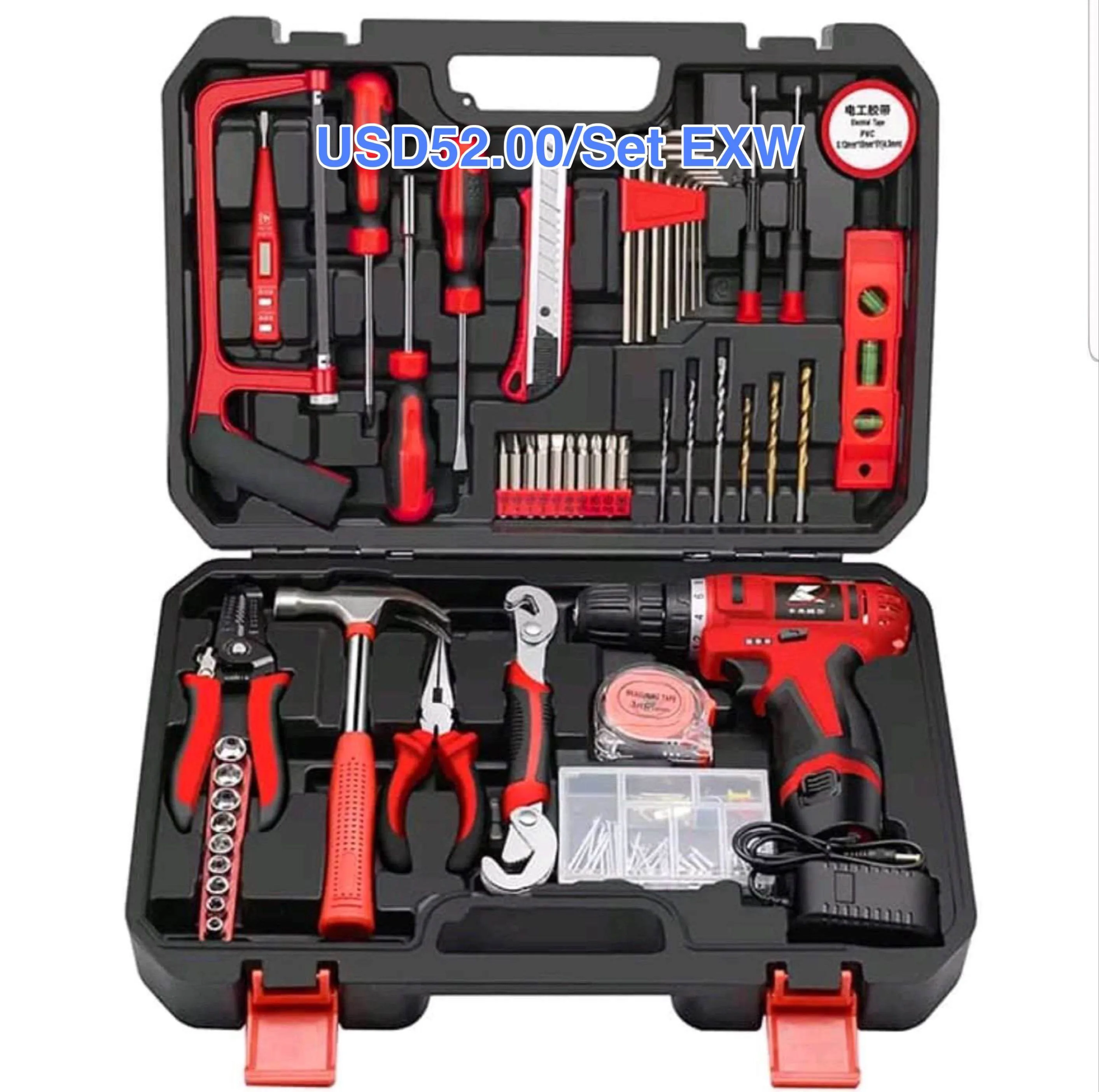 All In One 109PCS Household Tool Kit Power Tool Set Cordless Drill Tool Set For Home