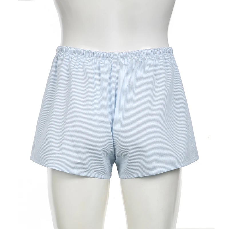 BIIKPIIK Casual Striped Shorts Beach Style Lace-up Women Mini Shorts All-match Outerwear Underpants Basic Knickers Summer Trendy