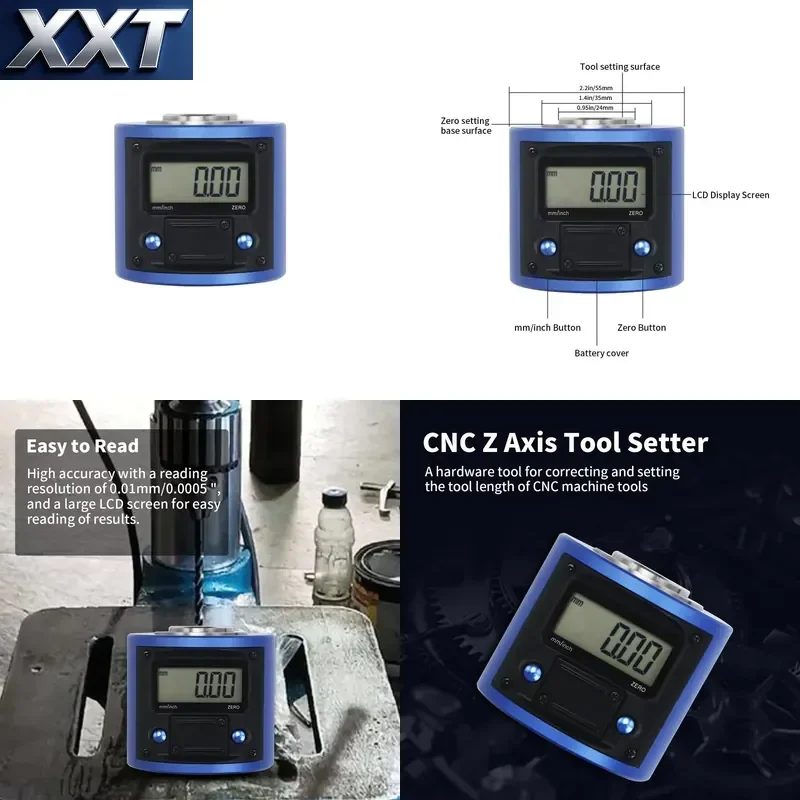 XXT Magnetic Z Axis Tool Zero-Pre-setter Tool Setter for CNC Router Electronic Z Axis Zero Setter with a Table Zero Setting