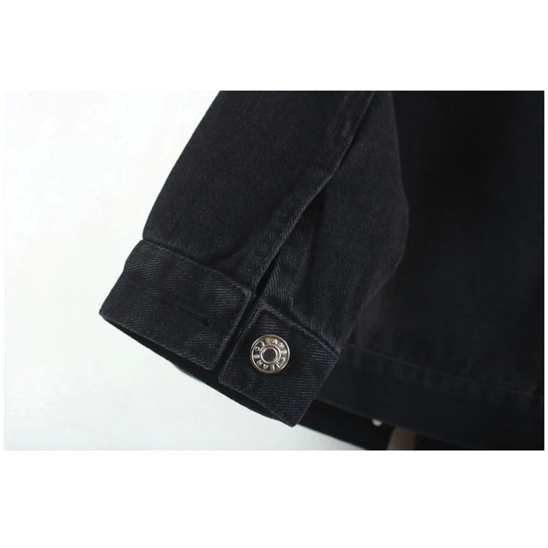 Đẹp Nữ Màu Đen Cao Cấp Rời Áo Khoác Denim Phối Nút Áo Khoác Ngoài Quần Jean Co Giãn Áo Khoác Áo Jaqueta Áo Khoác Áo Lót Nữ R698