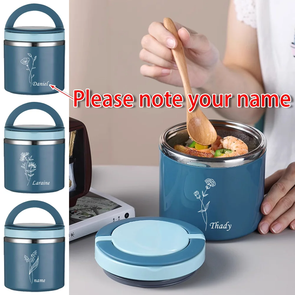 

Персонализированный ланч-бокс с именем, легкий, с индивидуальным рисунком, для офисных работников, термоизолированный, мини, простой, для путешествий и пикников