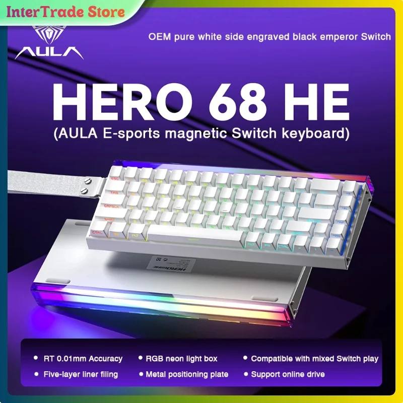

AULA HERO 68HE Magnetic Switch Keyboard Rapid Trigger 8K Polling Rate Esports Gaming RGB Wired Mechanical Fast Response