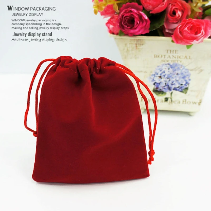 100pcs custom high quality velvet jewelry bag gift packaging drawstring pouch for bangle