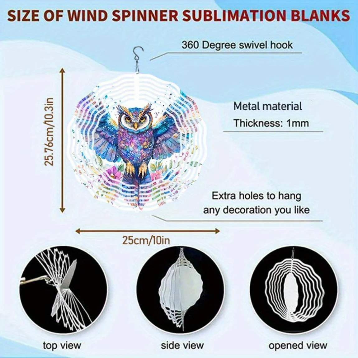 CIFBUY Wind Chime Metal Bird Deterrent Hanging Spinner Windmill Colorful Outdoor Garden Yard Decoration