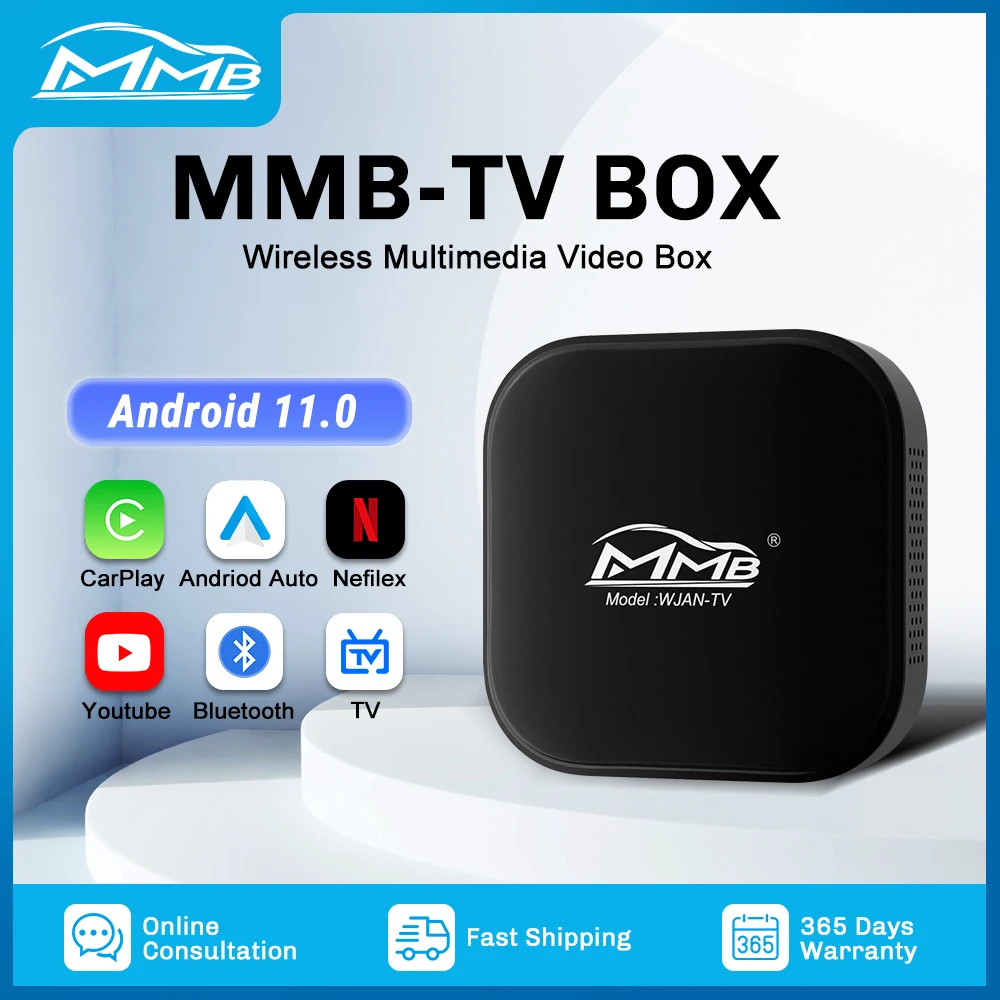 

2023 MMB Android Авто Ai TV Box Android 11 Беспроводной адаптер CarPlay HDMI выход для Audi Porsche мультимедийный видеоплеер 4 Гб + 16 Гб