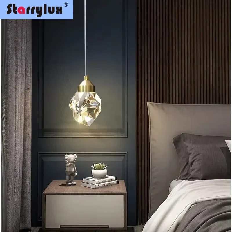 Elegant Bedside Chandelier Modern Crystal Light Minimalist Hallway Pendant