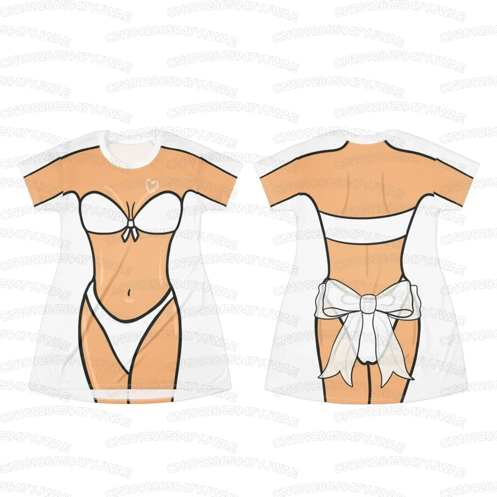 2026 Sommer Damen-Schlafkleid Lustiges 3D-Leopardenmuster Bikini-Schlafshirt Strand-Überwurf Urlaub Kurzarm-Kleid Strandgeschenk – Detail 6