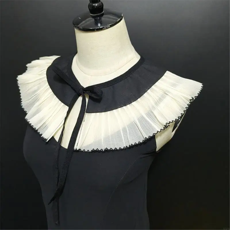 Colar falso destacável com borda preta e design fácil combinar com qualquer roupa