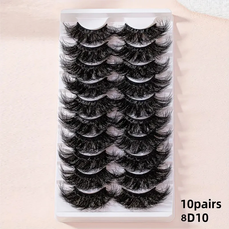 Ciglia finte super soffici da 22 mm Ciglia soffici spesse artificiali - Set da 10 paia, che mostra l'aspetto audace definitivo