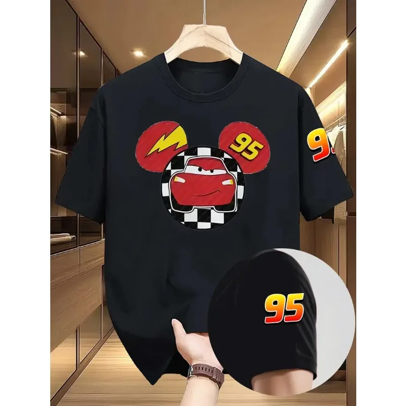 

Футболка с принтом Disney Lightning McQueen. Удобная и дышащая мужская и женская повседневная одежда с короткими рукавами.