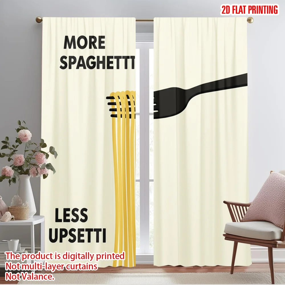 

2pcs 2D flat printing Drapes More Spaghetti Less Upsetty Polyester Without Electricity Festive Wall Decor Use for Parties and