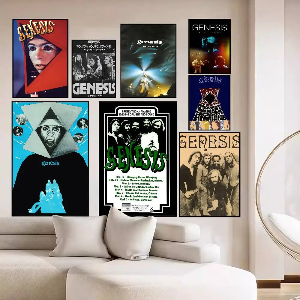 Band G-Genesis Vintage Posters Sticky Retro Kraft Paper Sticker DIY Room Bar Cafe Kawaii Room Decor