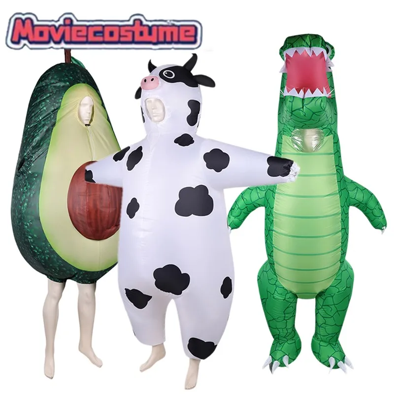 Disfraz Inflable de Vaca Adulto, Disfraz de Cocodrilo de Dibujos Animados, Disfraz de Aguacate, Ropa de Cosplay, Traje Inflable para Fiestas de Disfraces, Halloween, Carnaval
