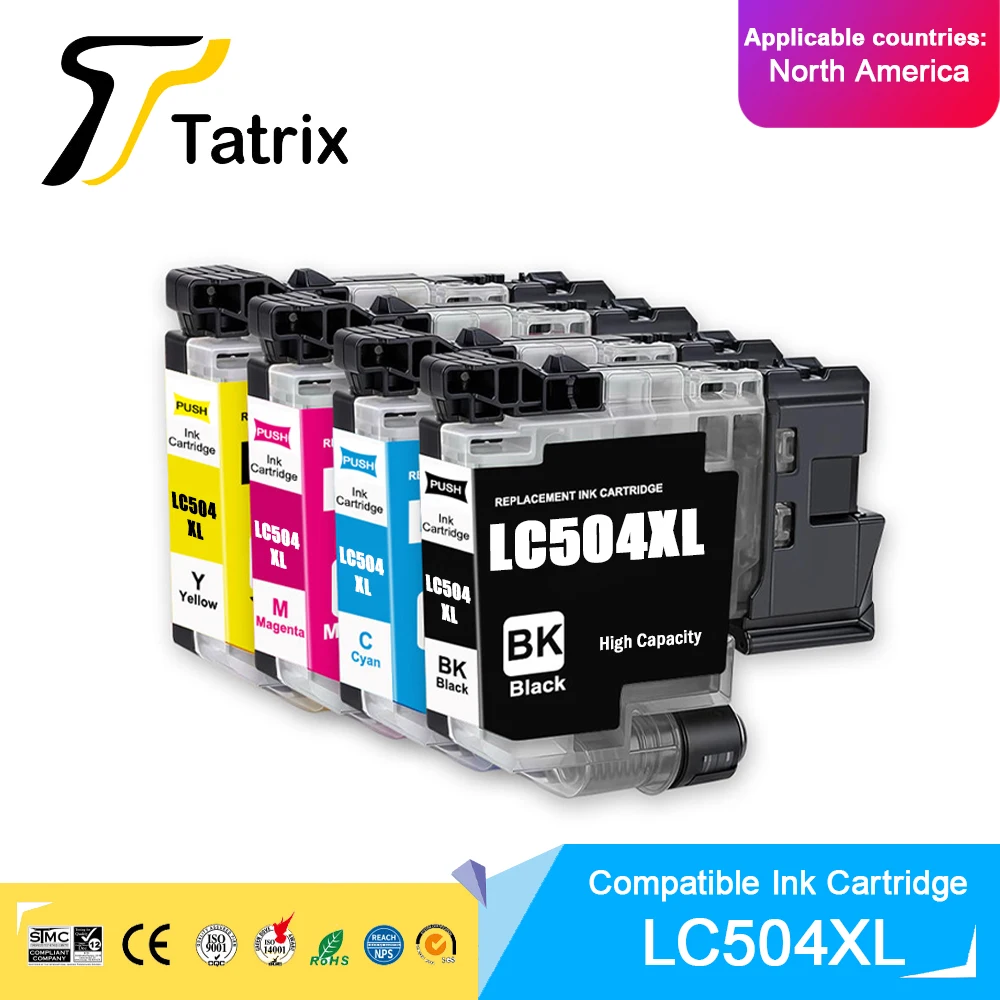 Tatrix High Capacity LC504XL LC-504XL Compatible Ink Cartridge For Brother MFC-J1355DW MFC-J1365DW MFC-J1367DW Printer